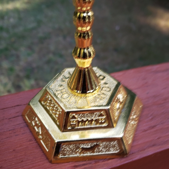 Gold 7 Branch Candle Stick Tabletop Menorah - Picture 2 of 12